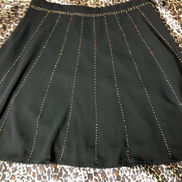 2 / $10 Dina Be Black Gold Beaded Skater Cut Skirt - Picture 2 of 10